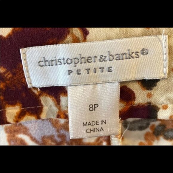 Christopher & Banks Brown Floral A Line Skirt - Picture 5 of 5